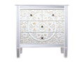Wooden and glass chest of drawers with 4 drawers, 80x30x81 cm, 23875YTRH