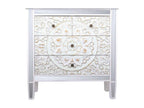Wooden and glass chest of drawers with 4 drawers, 80x30x81 cm, 23875YTRH