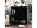 2-piece sideboard set, black, 31.5x34x75 cm, solid pine wood, 08970AQZC