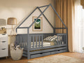 Homeboisstore 115 Single Bed with an Additional Trundle Bed, Grey, 90x180 - 90x190 cm, Wood, 96 cm, 04544GTVJ