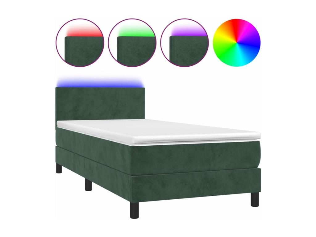 Sunmeub bed base with LED mattress, dark green, 100x200 cm, 92108KVOU