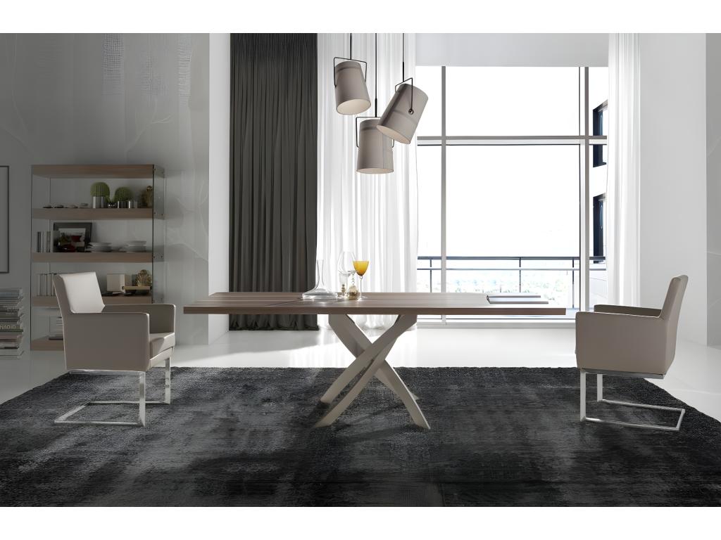 Sunmeub rectangular table in walnut wood and fiberglass - Dimensions: L 160 x W 95 x H 75 cm 58673CSUU