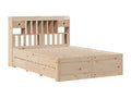 Bookcase bed without mattress 140x190 cm solid pine wood 84519RUQK