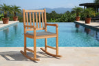 Rocking chair with grey cushion, solid teak wood, 82264OJML