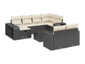 11-piece garden furniture set with cushions, black resin wicker, 21326KRLT