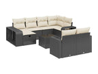 11-piece garden furniture set with cushions, black resin wicker, 21326KRLT