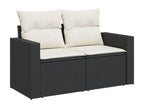 11-piece garden furniture set with cushions, black resin wicker, 98740VFLA