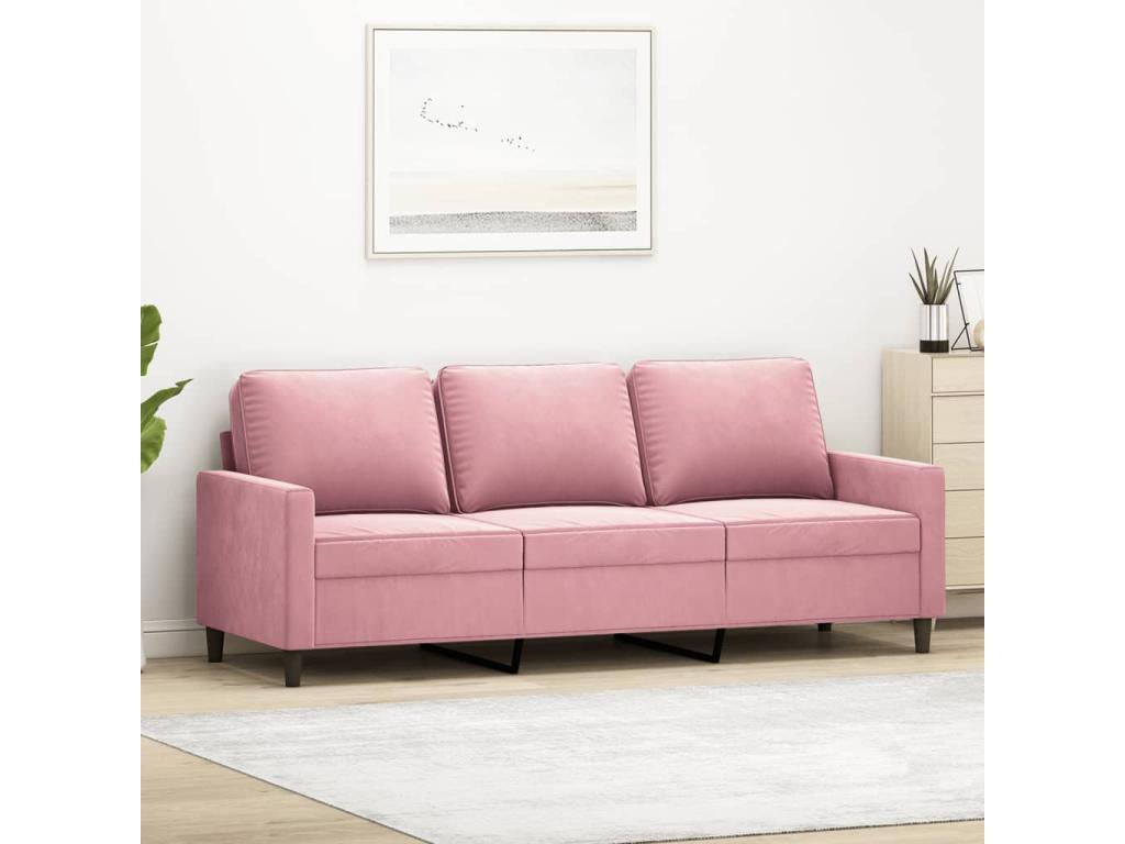 3-seater sofa, pink, 180 cm, velvet, 37904PUUH