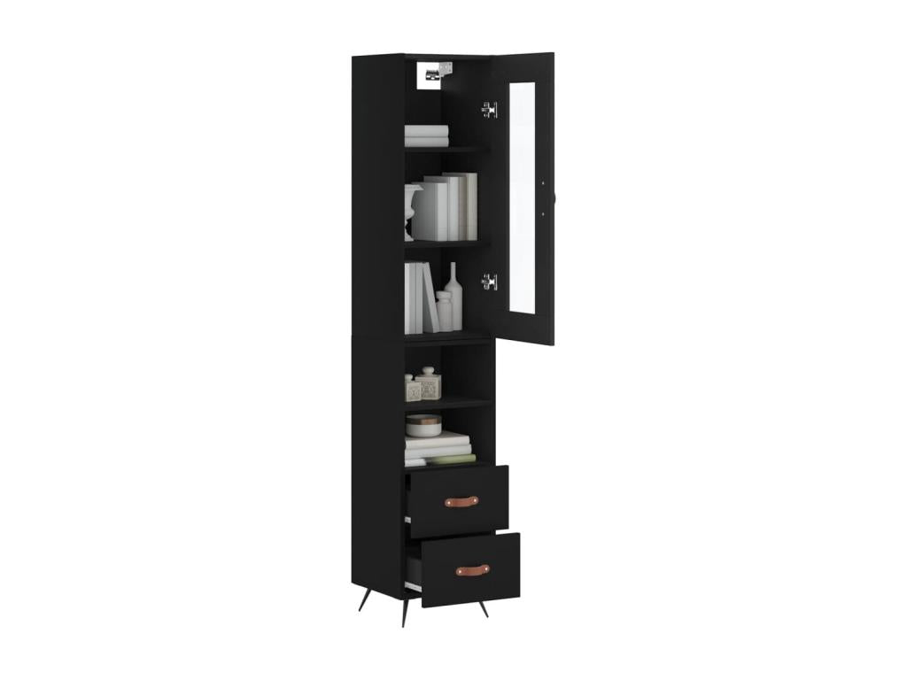 Highboard, Black, 34.5x34x180 cm, Engineered Wood, 35130VLBX