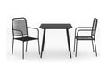3-piece garden dining set, cotton rope and steel, black, 45395EGFP