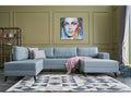 Panoramic sofa in light blue fabric with modular chaise lounges, Sunmeub 305cm 79216GJIX