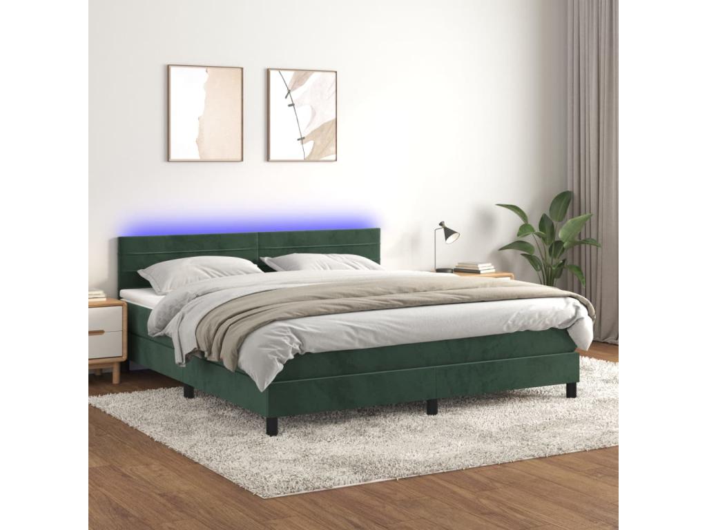 Sunmeub bed base with LED mattress, dark green, 160x200 cm, 10809ZZJI