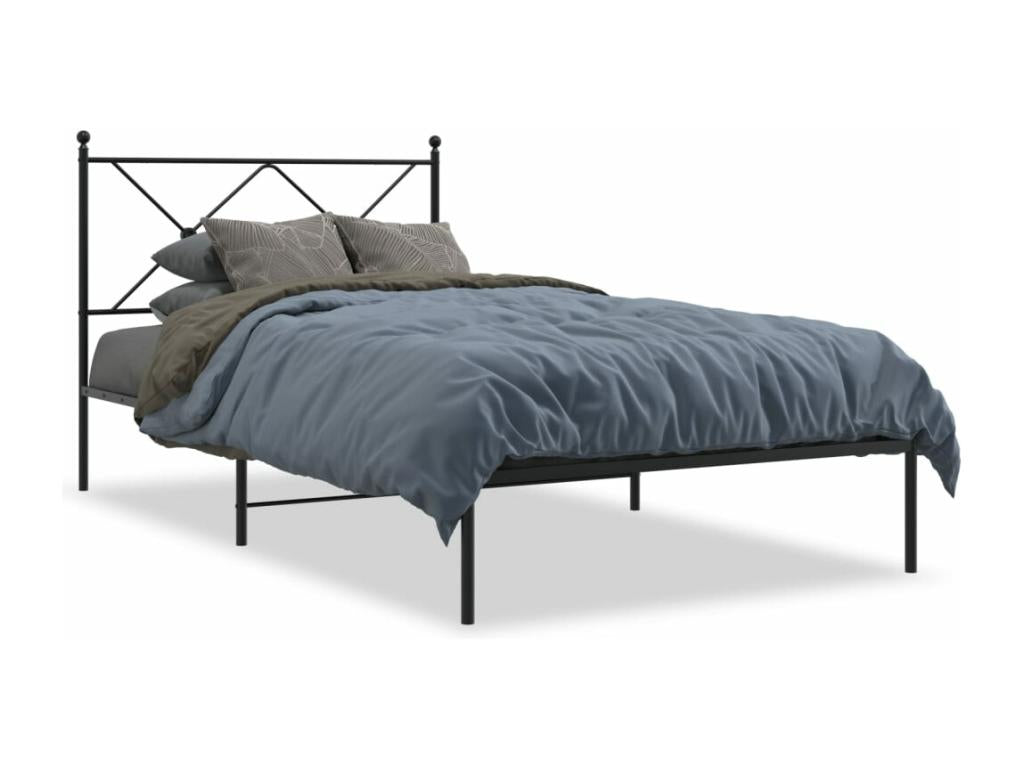 Metal bed frame with black headboard 100x200 cm 76255EZBB