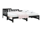 Sliding bed, black, 2 x 90x200 cm, solid pine wood, 88242DJWZ