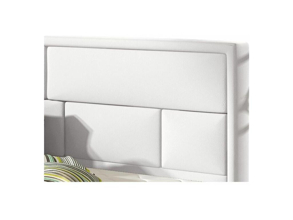 Sunmeub White Faux Leather Double Bed with Upholstered Headboard - 4 Sizes - 140x200 73505JPEJ