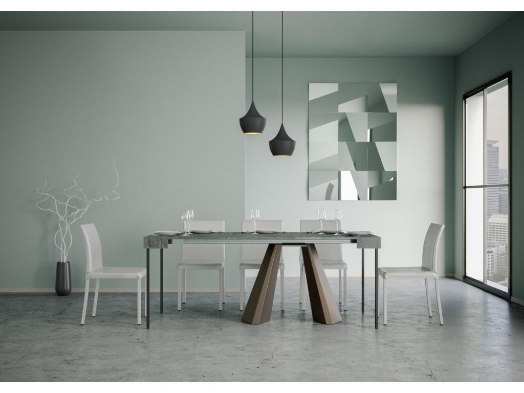 Sunmeub Small Extendable Console Table 90x40/196 cm, Concrete Grey, Bear Frame 18135UBMC