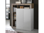 Sunmeub - 2-Door Bar Cabinet, White Lacquered Finish, Wood-Effect Frame and Shelves, Sunmeub 46853EEXB