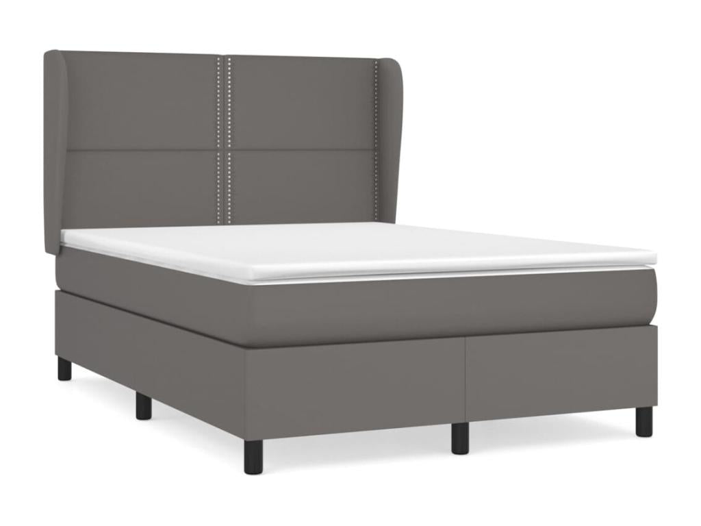 Sunmeub bed base with mattress, Grey, 140x190 cm, Faux Leather, 07990PRXD