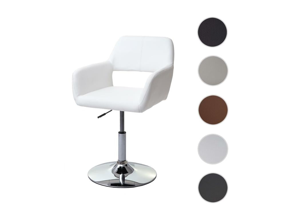 Sunmeub-A50 III Retro 1950s Style Dining Chair in Faux Leather - White with Chrome Metal Legs 18796XGDD