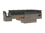 11-piece garden furniture set with grey resin wicker cushions 80120SHEZ