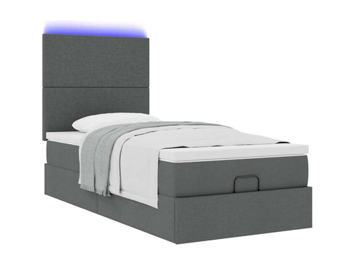 Homeboisstore bed frame with dark grey 90x200 cm mattress, fabric 06908PQJM