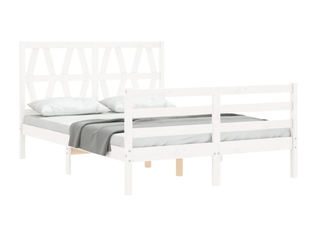 Bed frame with white headboard, 140x190 cm, solid wood, 06704LBJU