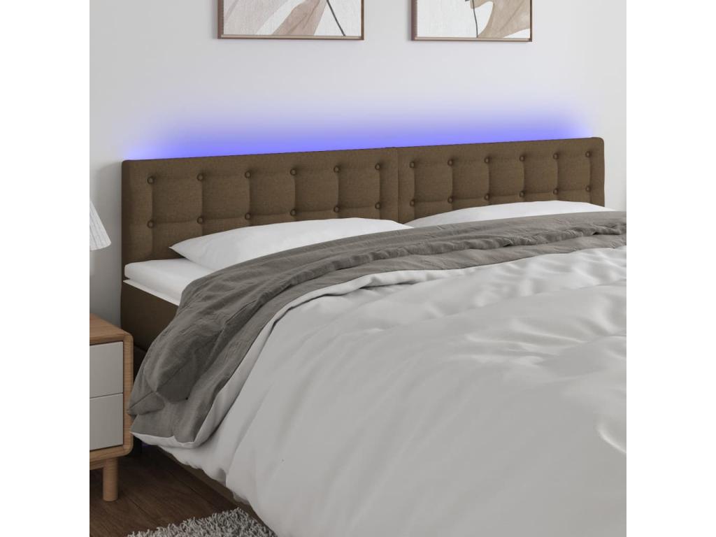 LED Headboard, Dark Brown, 200x5x78/88 cm, Fabric, 54556WLFD