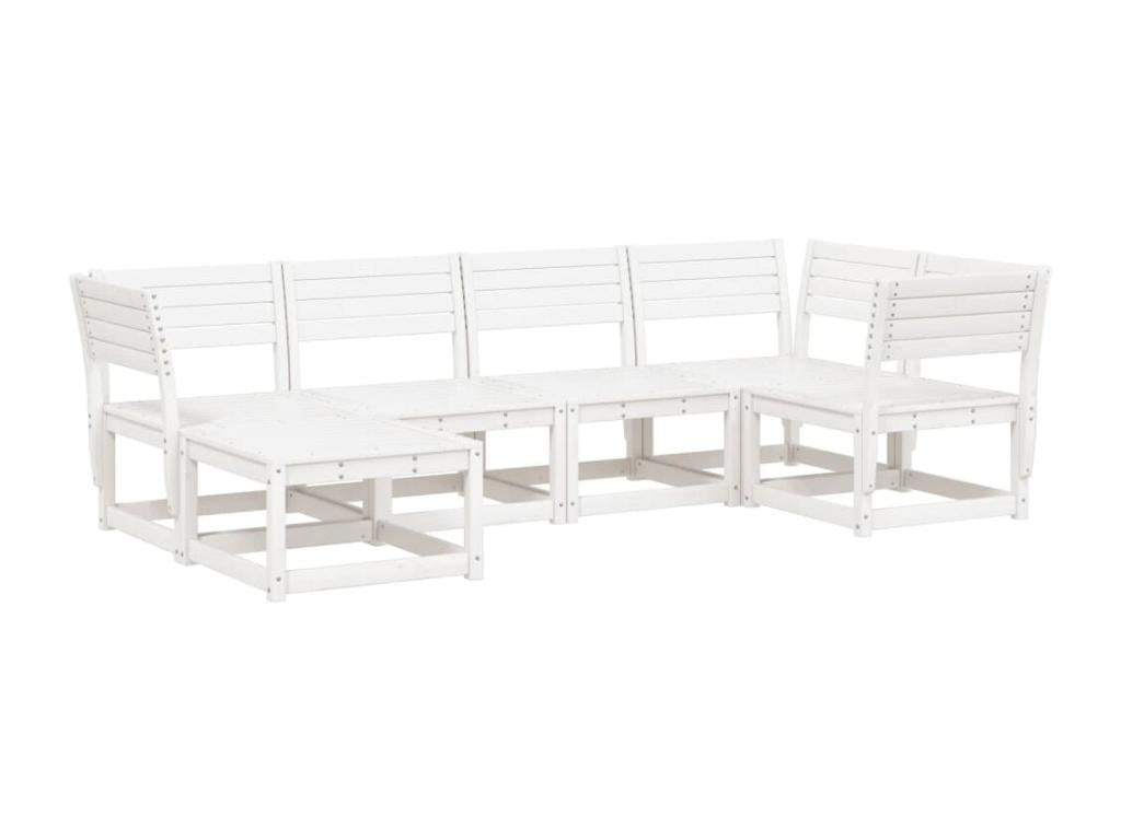 6-piece garden furniture set, white, solid pine wood, 42037YQEH