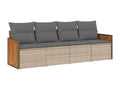 Garden furniture set with cushions, 4 pieces, beige woven resin, 99889GQQW