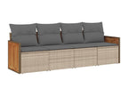 Garden furniture set with cushions, 4 pieces, beige woven resin, 99889GQQW