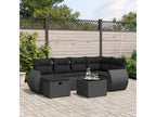 7-piece garden furniture set with cushions, black resin wicker, 74361TFRG