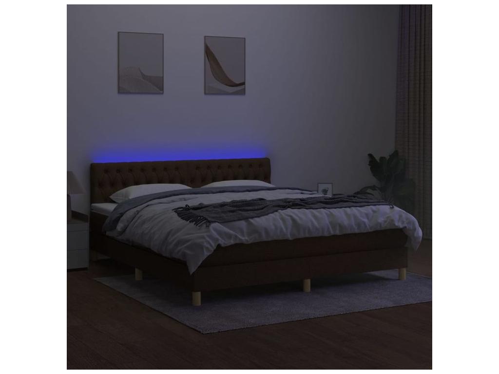 Sunmeub bed base with mattress and LED, dark brown, 180x200 cm, 62133UQSJ