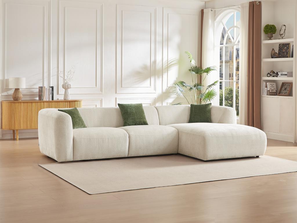 Sunmeub 13760VIND Beige Fabric Right-Hand Corner Sofa