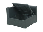 Functional corner resin wicker garden furniture set with integrated storage box - black and ecru - Sunmeub 14981UZUR