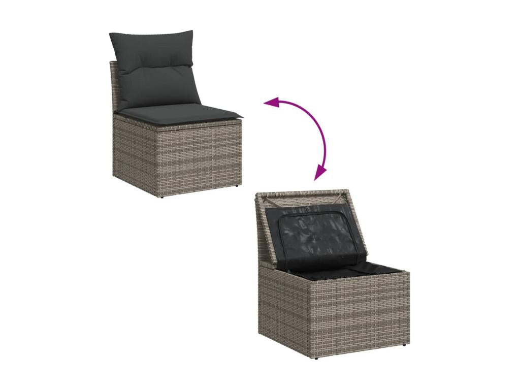 8-piece garden furniture set with grey resin wicker cushions 18283MFSM
