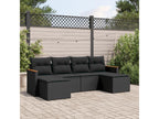 6-piece garden furniture set with cushions, black resin wicker, 73717FYCV