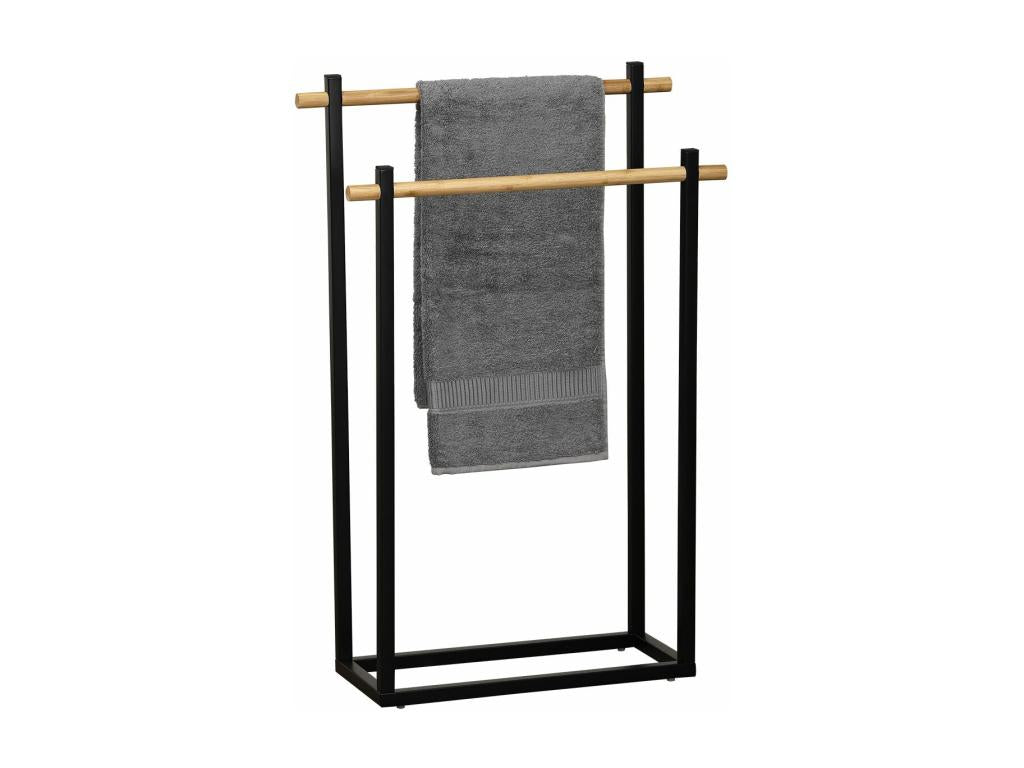 2-Bar Towel Rack in Sunmeub and Black Metal, H 82 cm, 27877OBBF