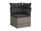 7-piece garden furniture set with cushions, grey woven resin, 87489MNRN