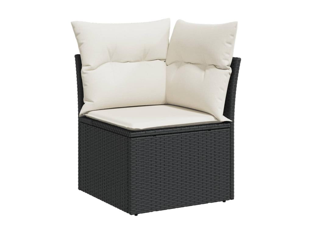 13-piece garden furniture set with cushions, black wicker resin, 85145SIHP