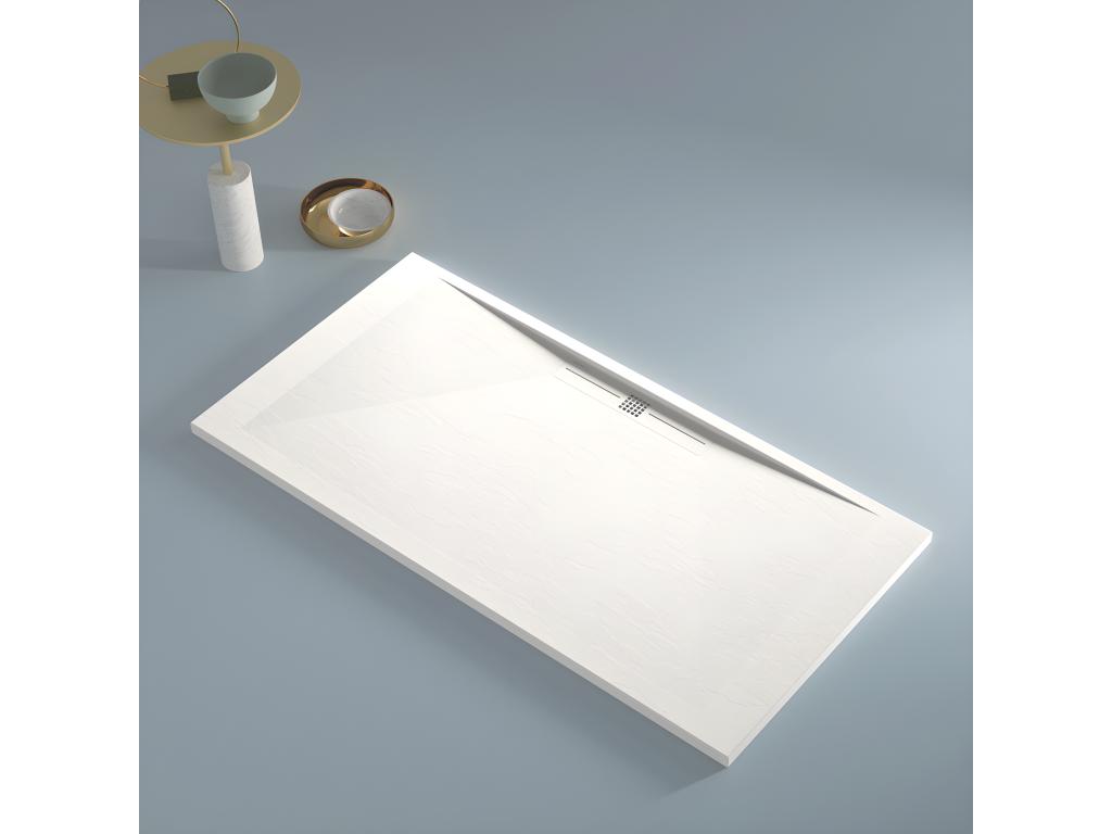 Sunmeub SIDE White Slate Finish Shower Tray with Colored Grid - 90x80 cm 42975QAJG