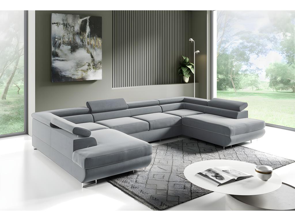 Sunmeub Grey 69533BVCO 5-seater U-shaped convertible sofa with storage