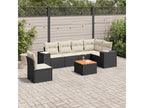 7-piece garden furniture set with cushions, black resin wicker, 52129HFBK