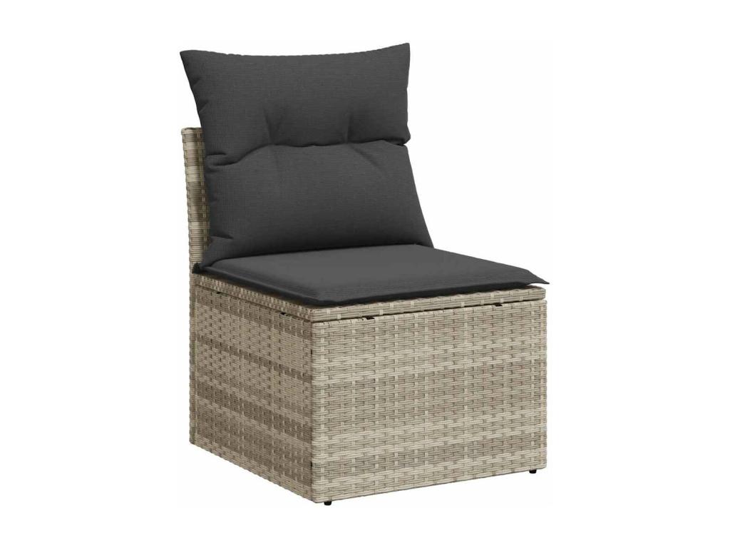 6-piece garden furniture set with light grey cushions, woven resin 59791SFGF