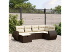 Garden furniture set with cushions, 6 pieces, brown woven resin, 29373FGDQ