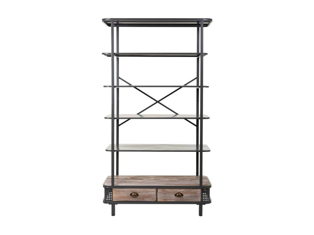 Grey metal and wood shelf 100x40x181h 71381QSHV