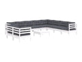 11-piece garden furniture set with cushions, white, solid pine wood, 55041WDJF