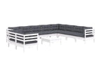 11-piece garden furniture set with cushions, white, solid pine wood, 55041WDJF