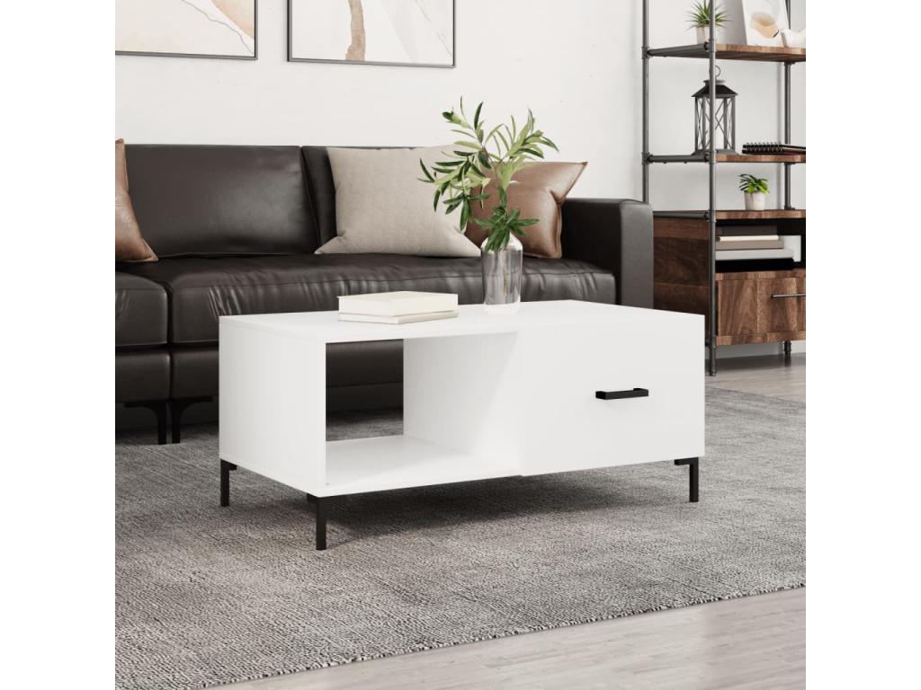 White coffee table 90x50x40 cm engineered wood 05022LYBI