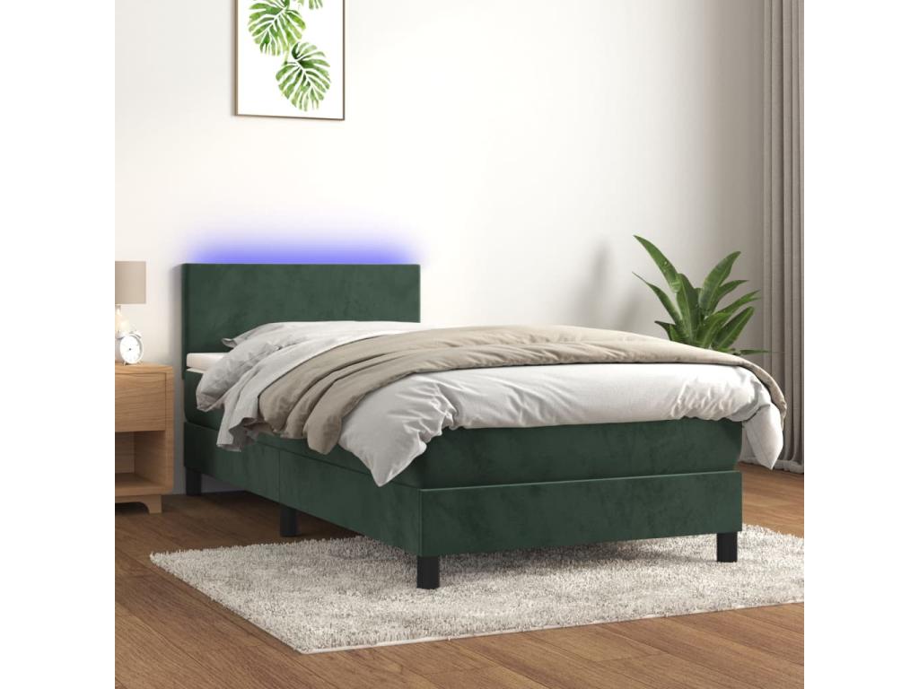 Sunmeub bed base with LED mattress, dark green, 100x200 cm, 92108KVOU