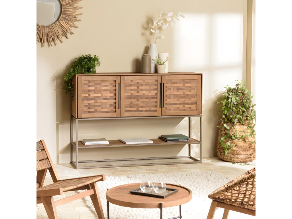 Sunmeub - 3-Door Recycled Teak Wood Sideboard 23199HSWM